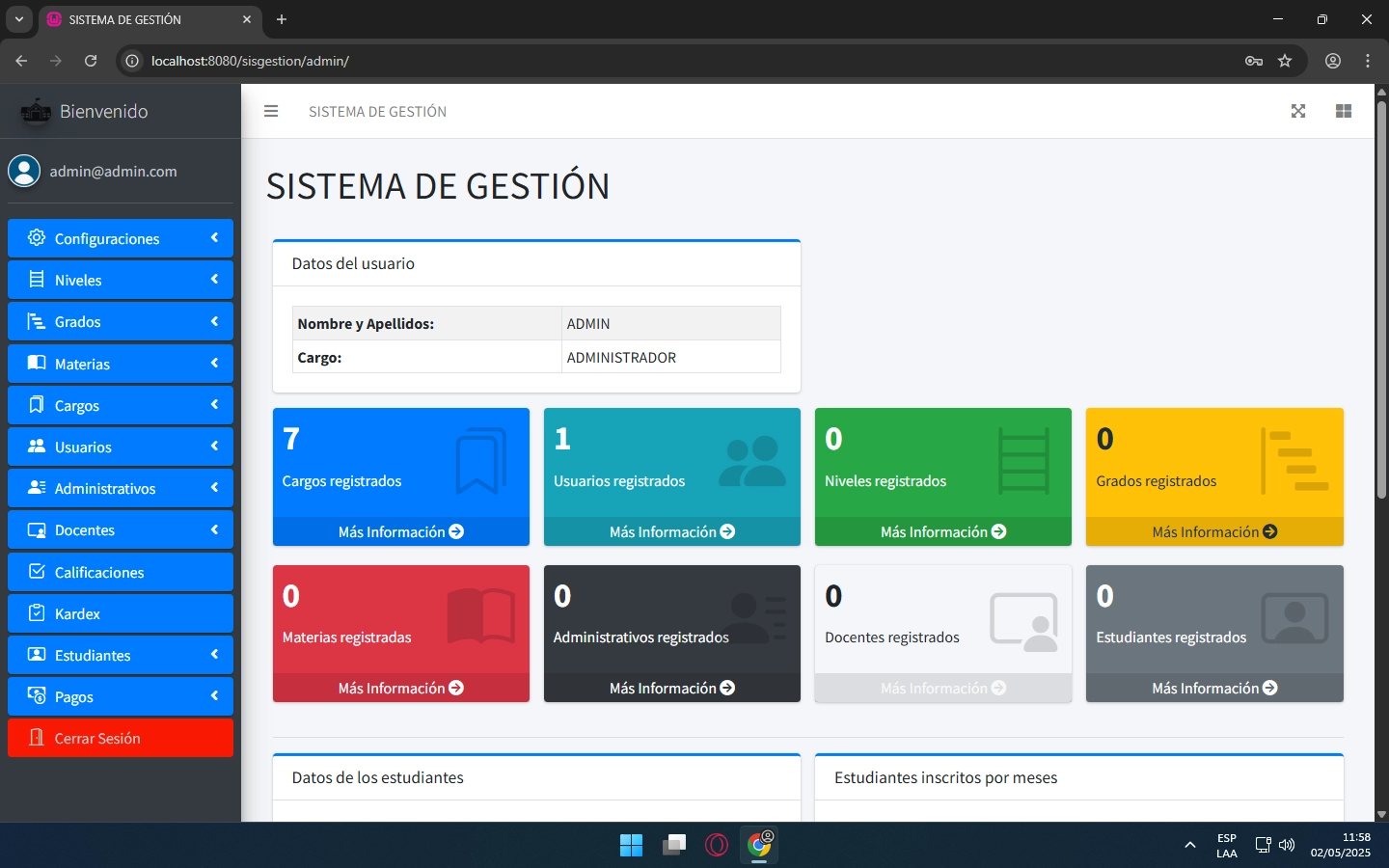 Sistema de Gestión escolar